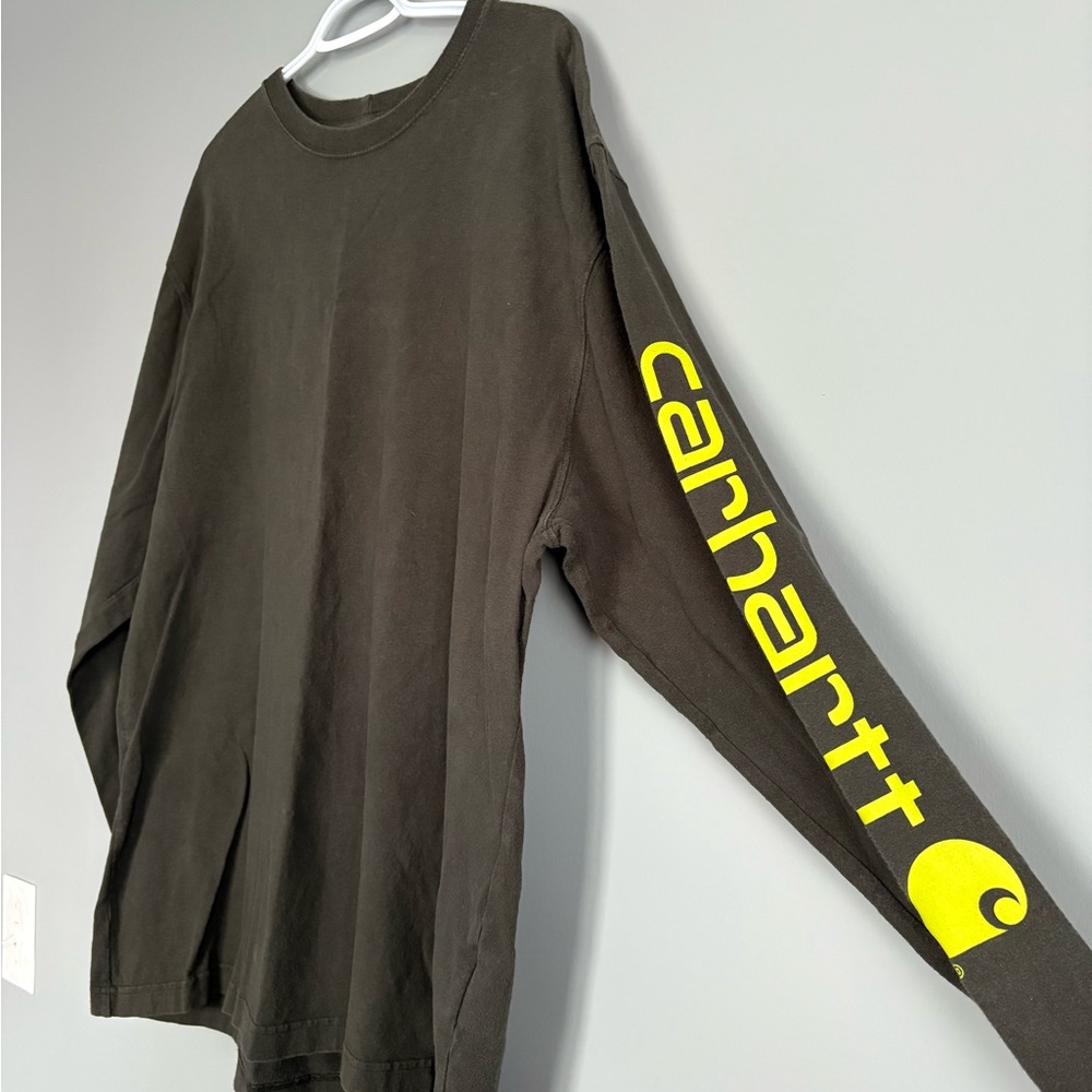 Carhartt Men's Long-Sleeve Crewneck Shirt — Dark Grey/Green